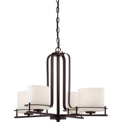Nuvo Lighting 60/5004  Loren - 4 Light Chandelier with Oval Frosted Glass in Venetian Bronze Finish